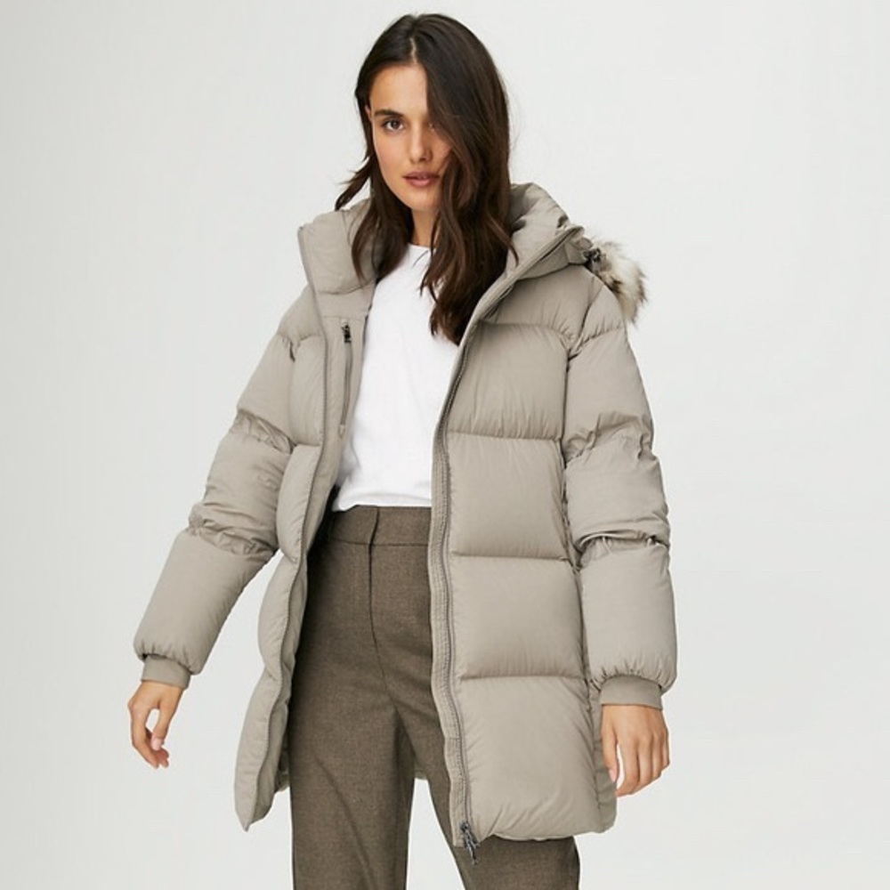 SOLD NWT Aritzia XXS Park City Parka Taupe Puff